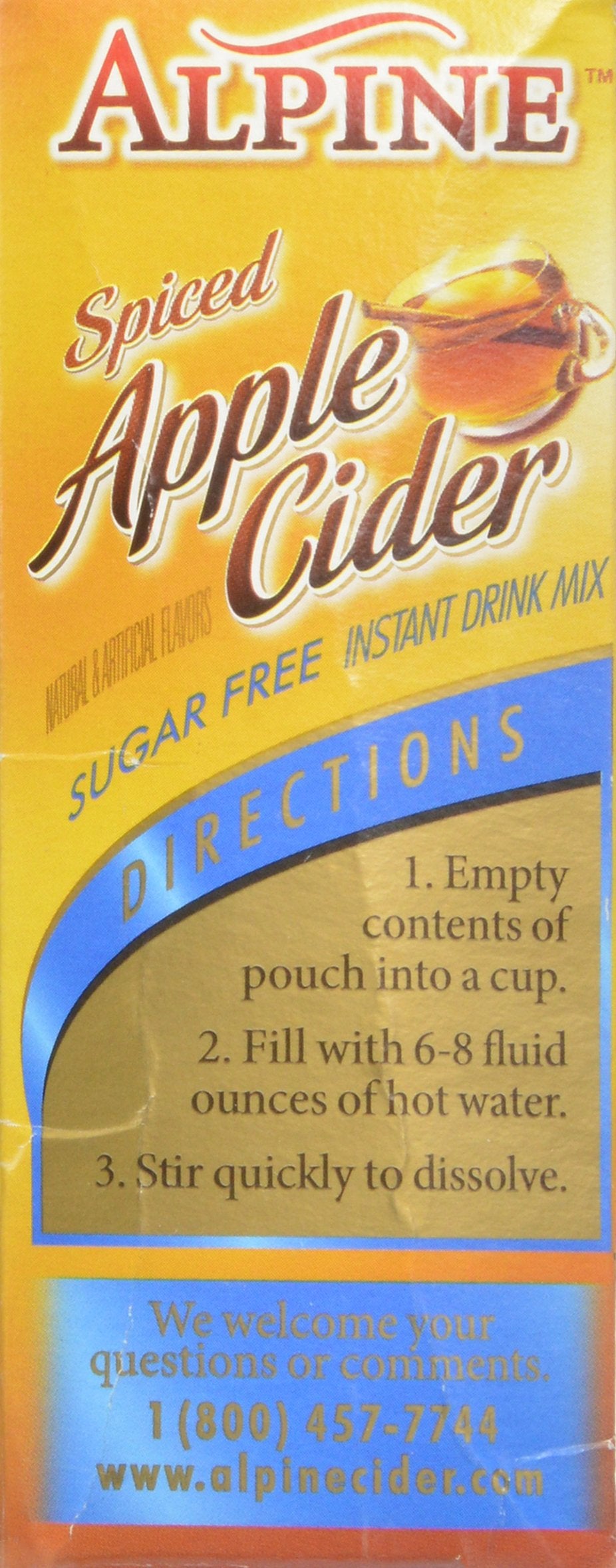 Alpine, Spiced Cider, Sugar Free Apple Flavored Drink Mix, 1.4oz Box (Pack of 3)