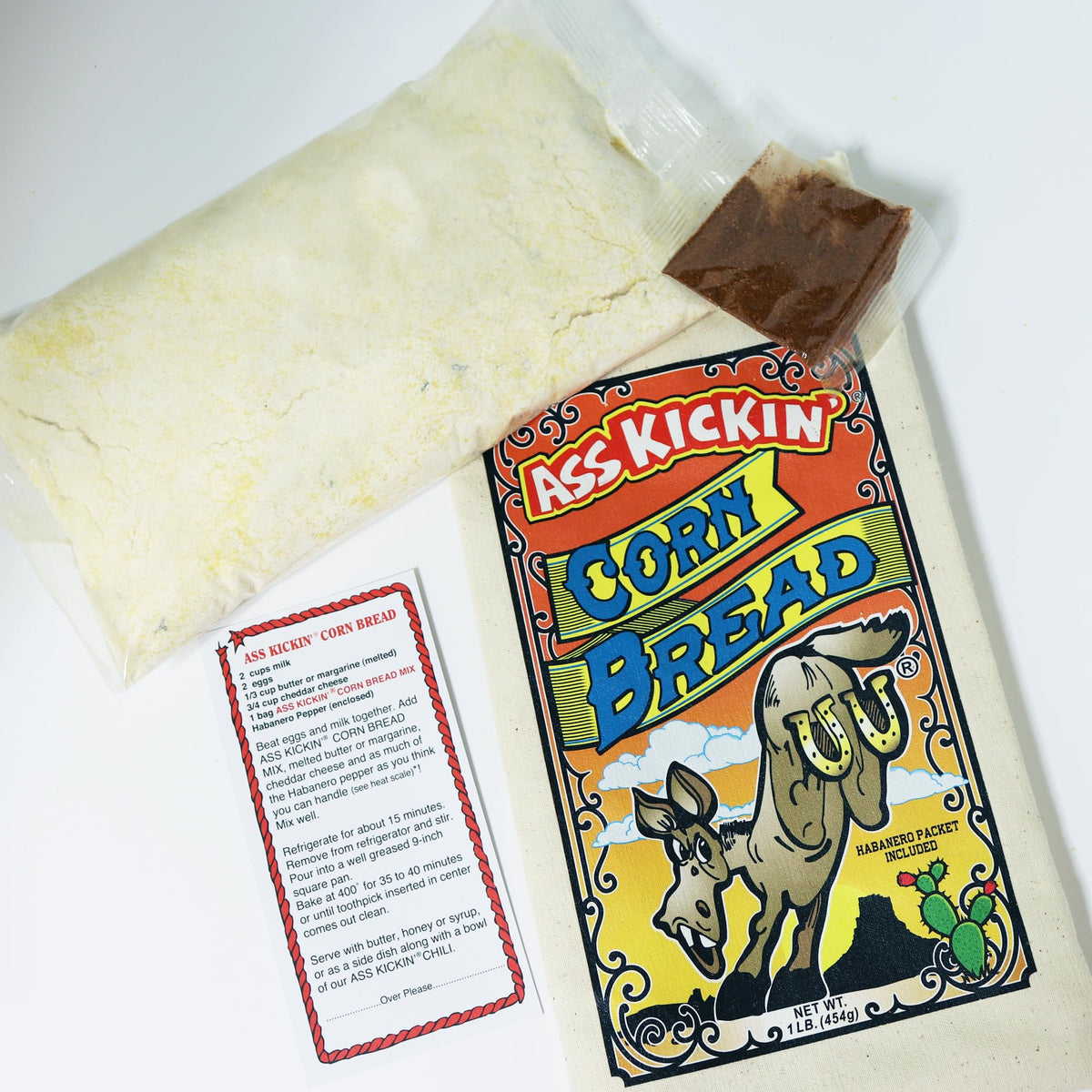ASS KICKIN' Corn Bread Mix - 1 Pack - Premium Gourmet Gift - 16oz. - Try if you dare!