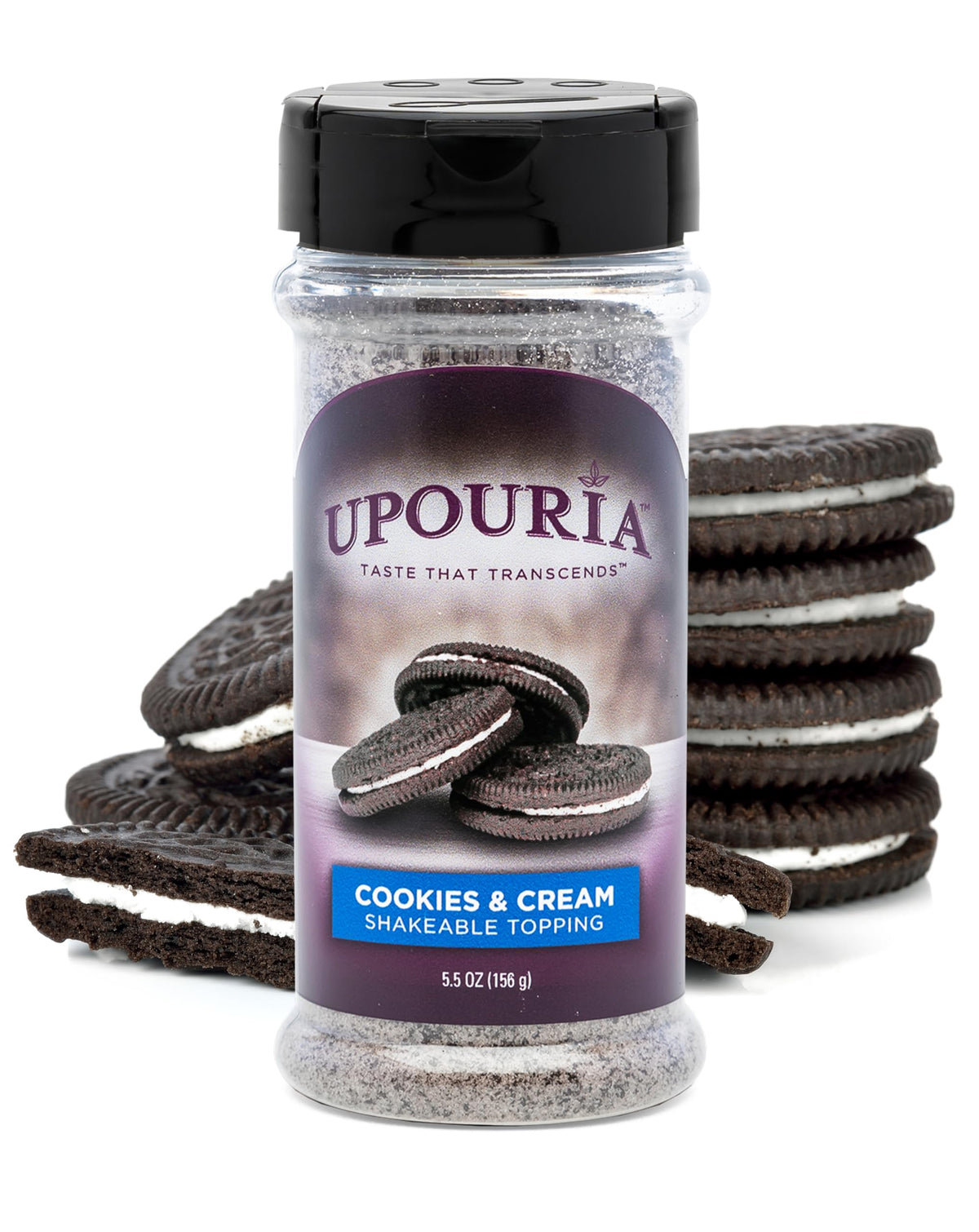 Upouria Cookies and Cream Topping for Coffee, Lattes, Hot Chocolate, Desserts, Gourmet Coookie Taste, Vegan, Gluten-Free, Indulgent Beverage & Dessert