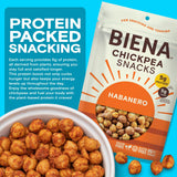 BIENA Chickpea Snacks - Crunchy Roasted Chickpeas - High Fiber Vegan Protein Snacks for Adults and Kids - 4-Pack, 5 Ounce - Habanero