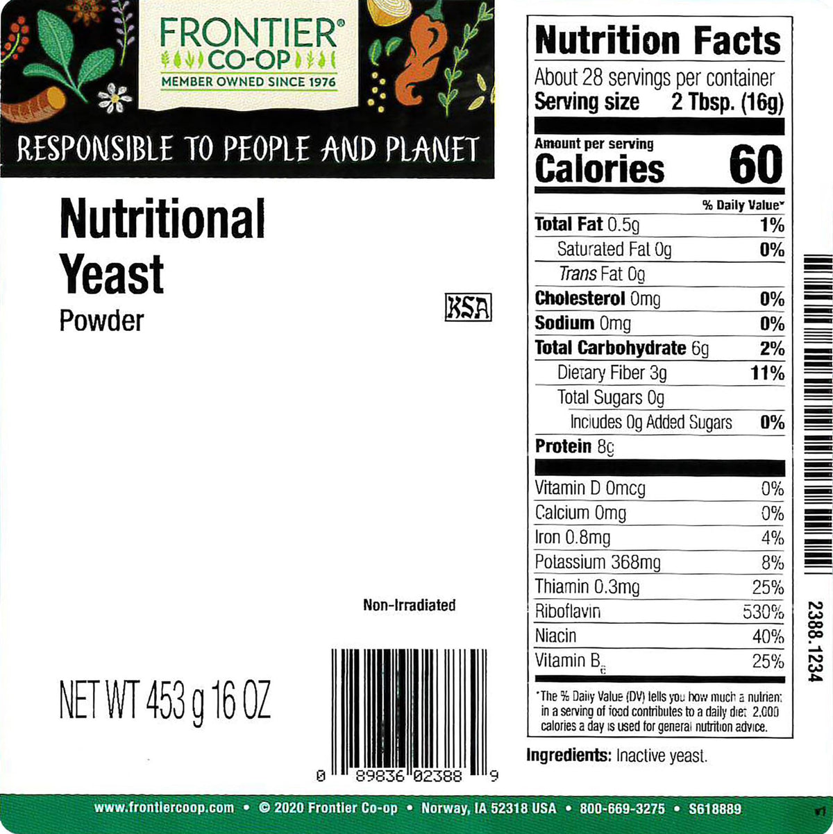 Frontier Co-op Powder Nutritional Yeast 1lb