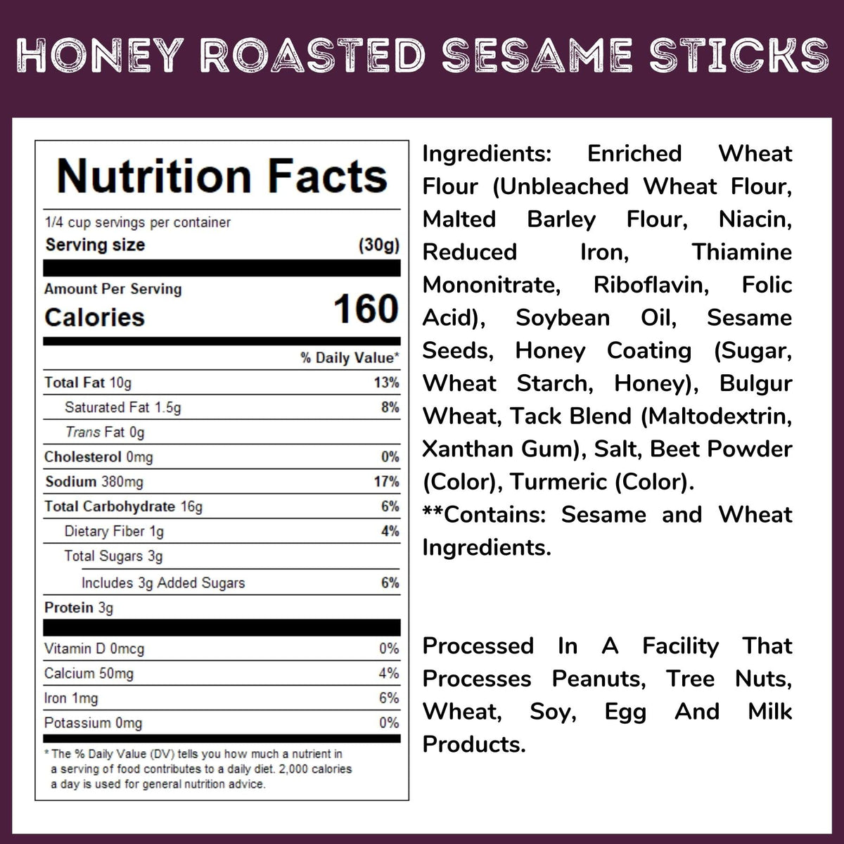 WinCrest Bulk Honey Roasted Sesame Sticks - 5 Lb Case