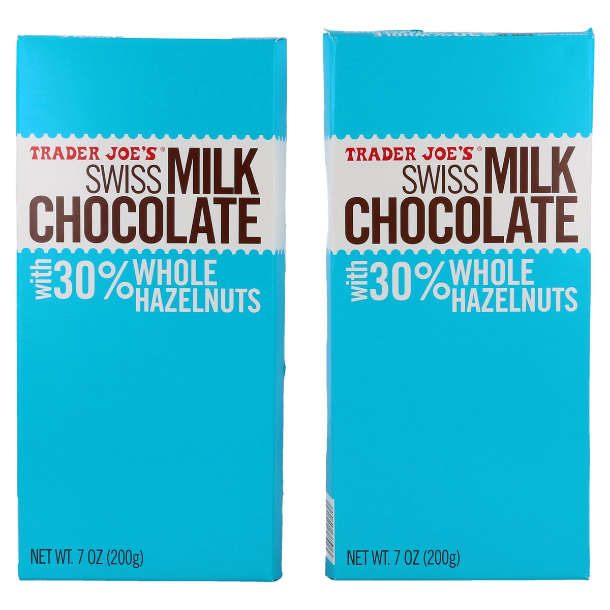 Trader Joe's Swiss Milk Chocolate Bar with 30% Whole Hazelnuts - 2 PACK