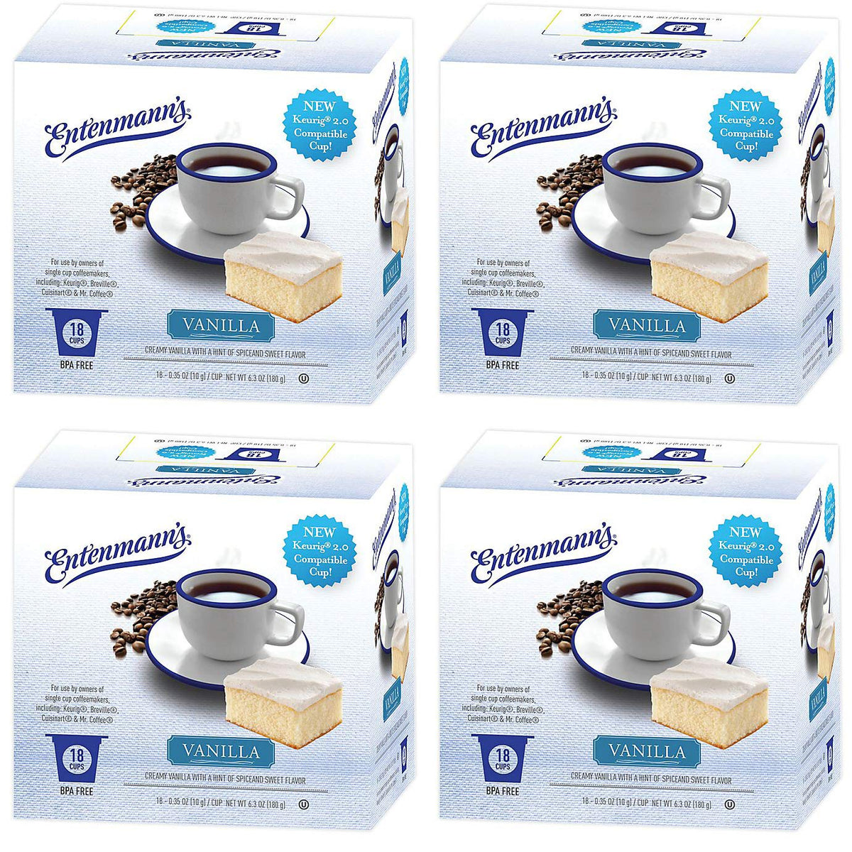 Entenmann's Single Serve Coffee, 4/18 count boxes (72 total) (Vanilla)
