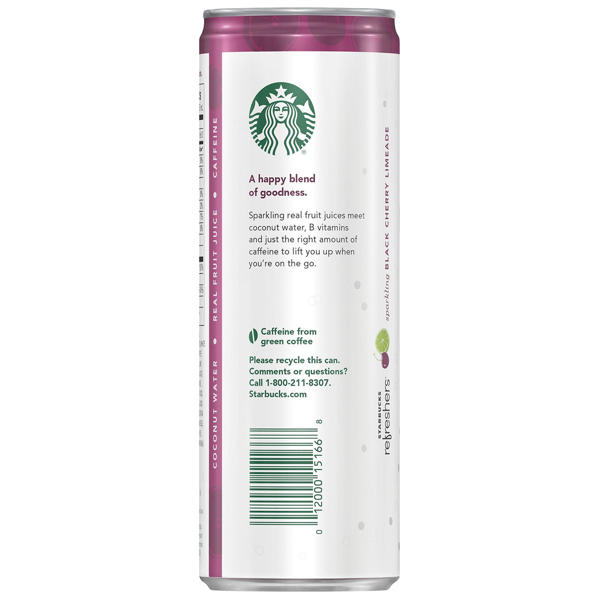 Starbucks Refreshers Black Cherry Limeade Sparkling Green Coffee