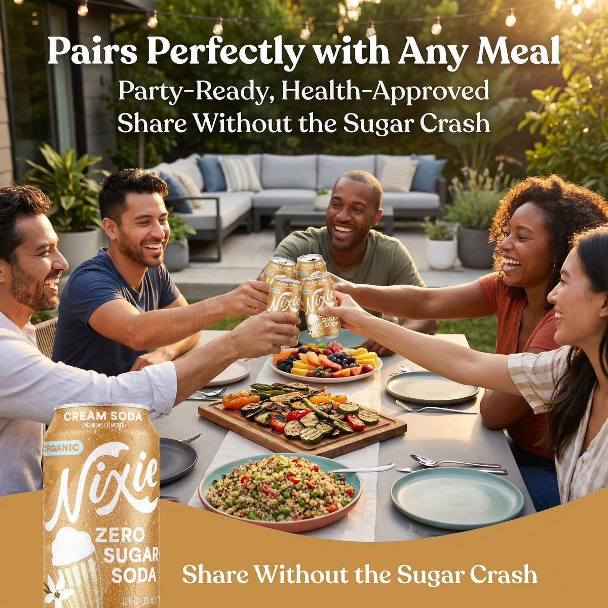 Nixie Soda Zro Sgr Crm Soda Og - 12 fl oz Can Cream - Pack of 1 - Prebiotic Inspired Alternative to Cola Root Beer Ginger Ale and Orange with a Random