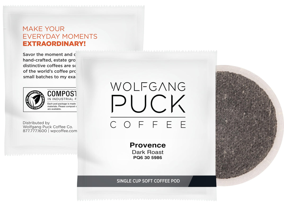 Wolfgang Puck Coffee, Provence French Roast, 9.5 Gram Soft Pods, 18 Count (Pack of 1)