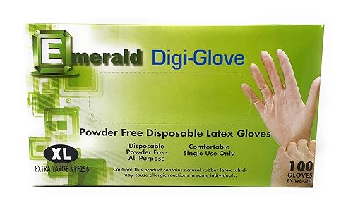 Emerald Digi-Gloves Latex Powder Free. Extra Large. Pack 100