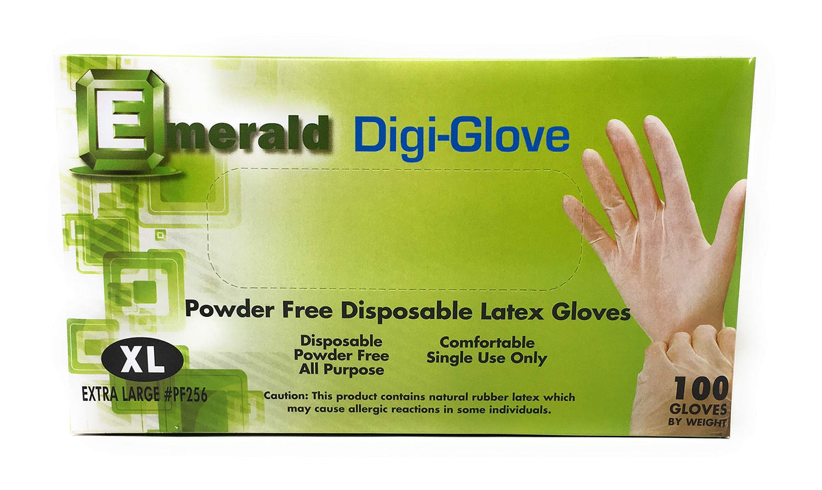 Emerald Digi-Gloves Latex Powder Free. Extra Large. Pack 100