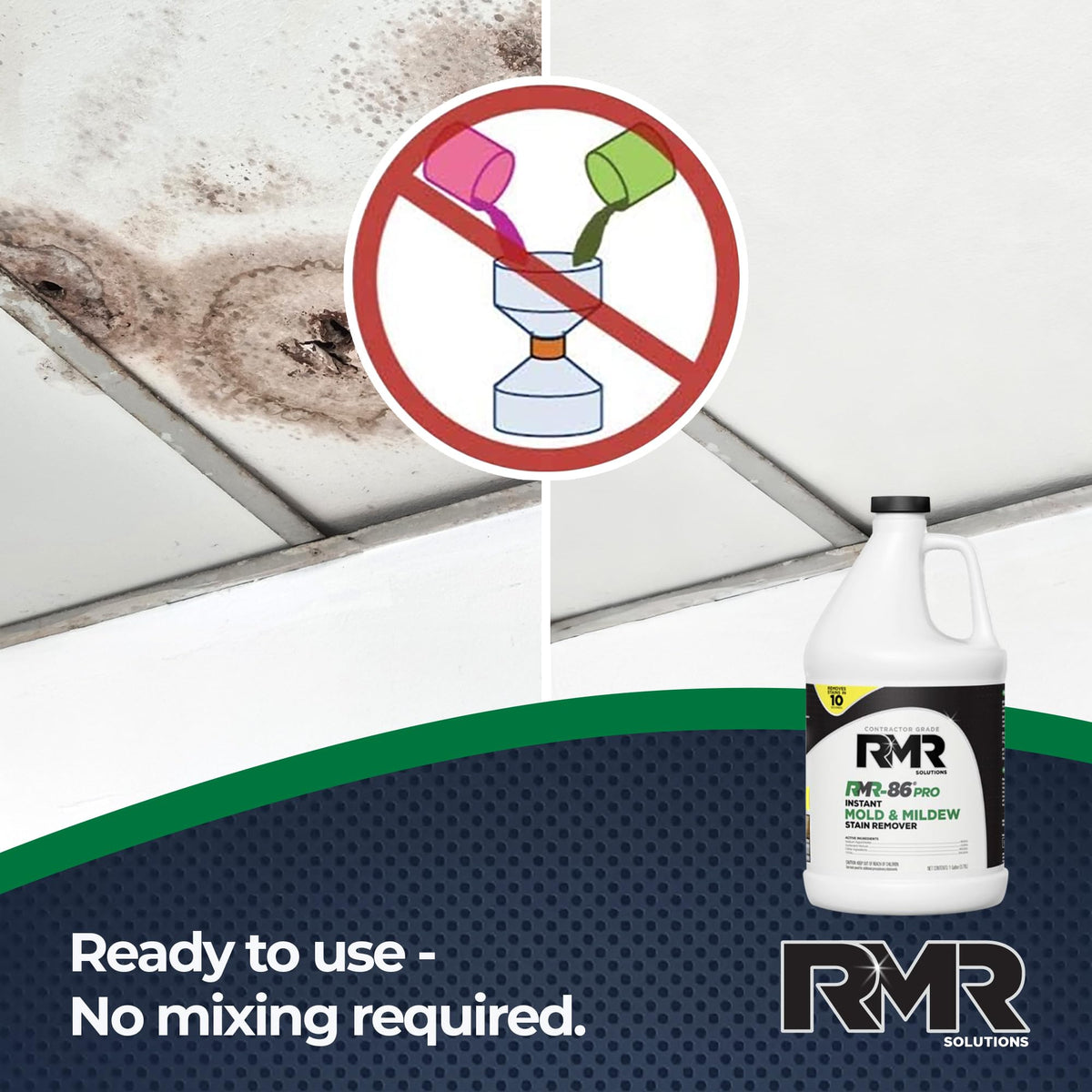 RMR-86 Pro Contractor Grade Mold Stain & Mildew Stain Remover Cleaning Solution, Professional Quality Formula, 1 Gallon