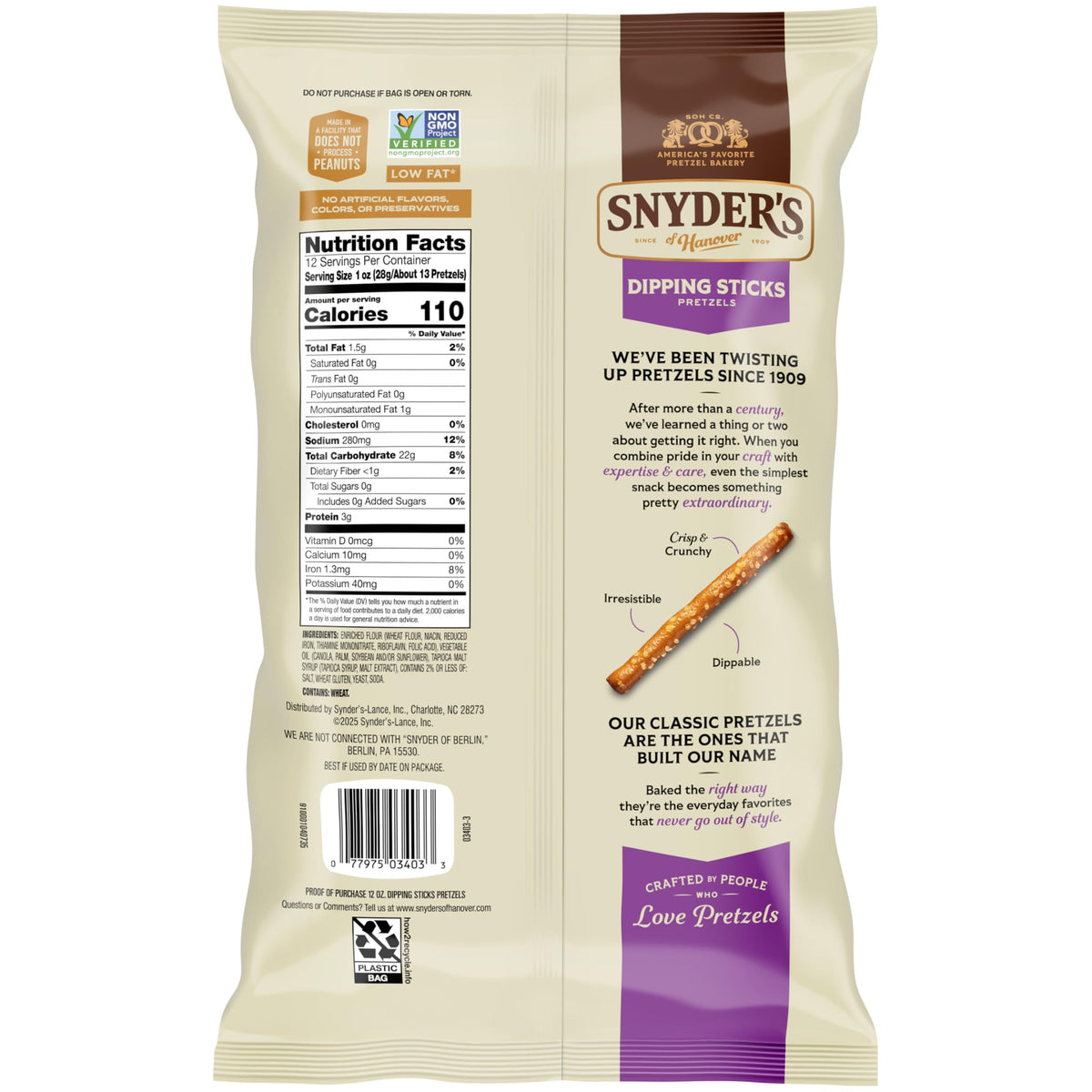 Snyder's of Hanover, Pretzel Dipping Sticks, 12 Oz Bag