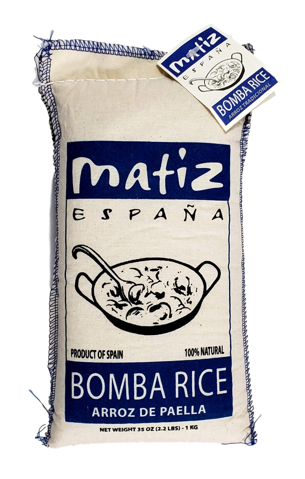 Matiz España Bomba Paella Rice from Spain (2.2 lbs.) Firm, Natural Spanish Grain | Round, Medium Short | Risotto and Arrow Negro | Gluten Free (2 bags)