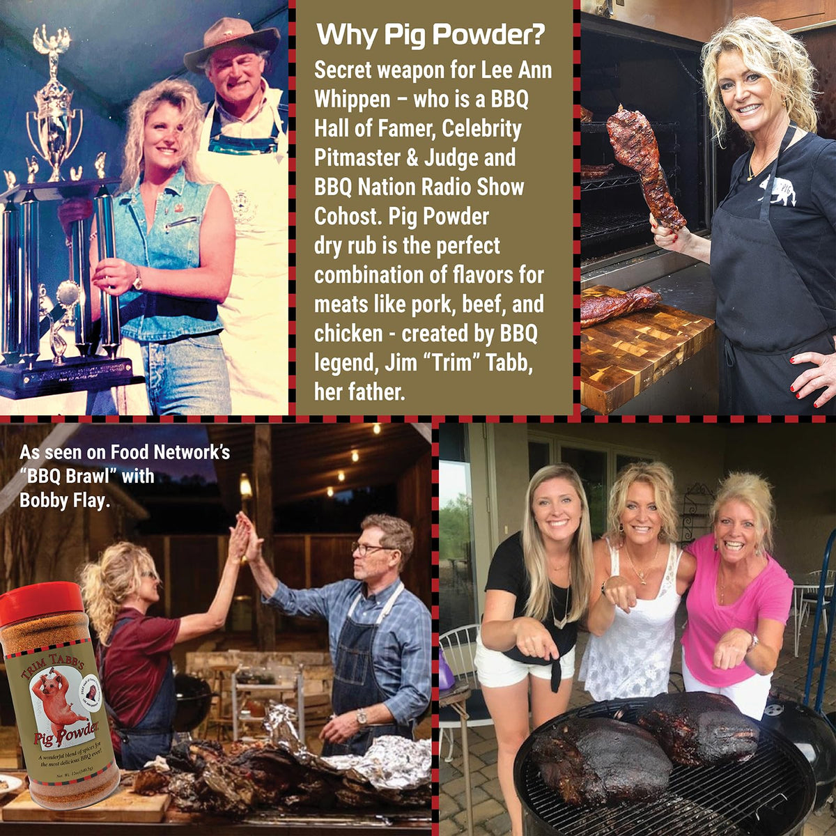 Trim Tabb’s Pig Powder Premium BBQ Barbecue Rub & Seasoning 4 Pk (48 oz) + Guide & Keychain Bottle Opener (6 Items)!