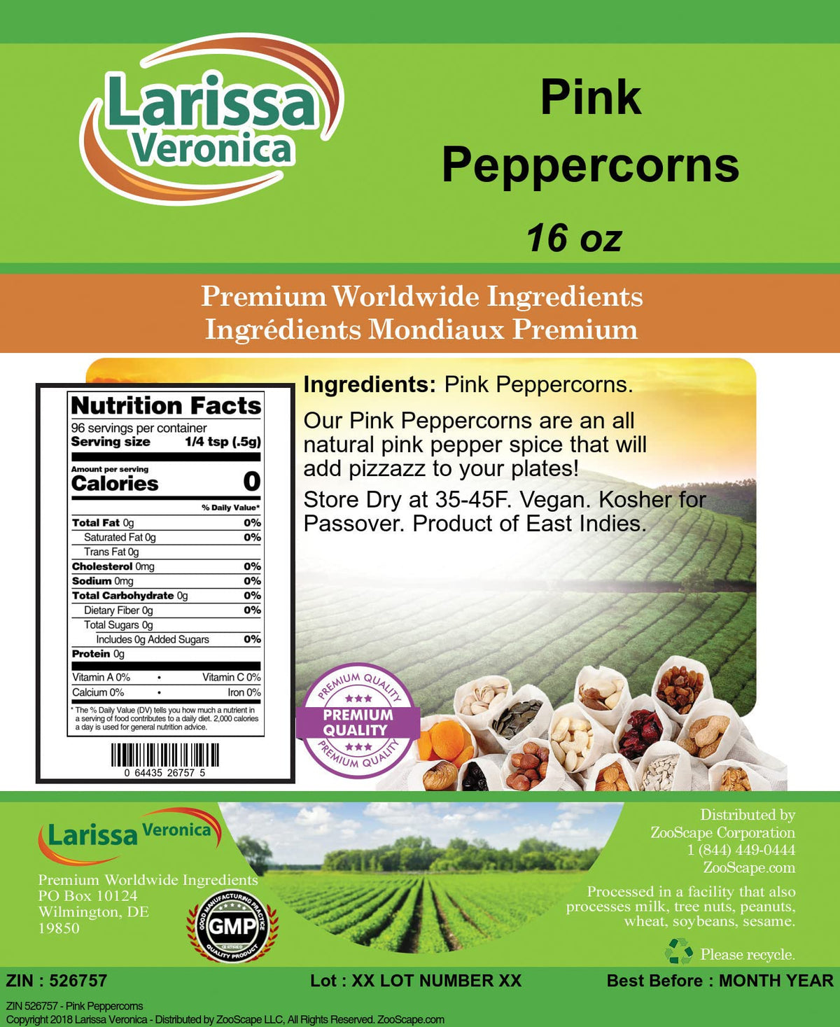 Pink Peppercorns (16 oz, ZIN: 526757)