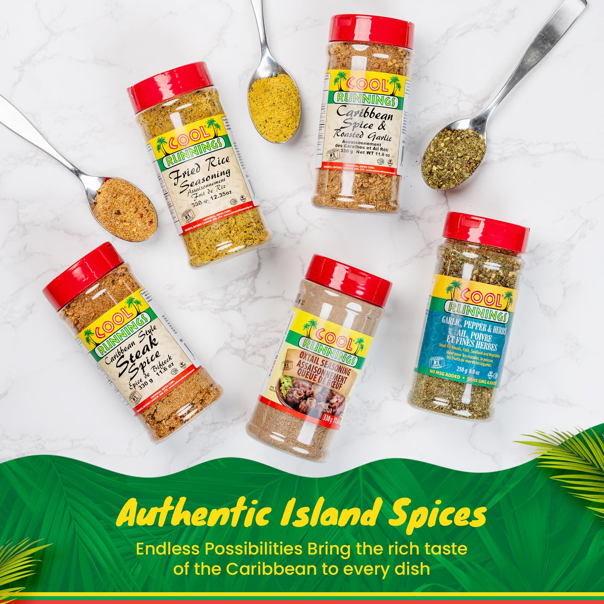 Cool Runnings Caribbean Spice & Roasted Garlic 330g - Used for Grilling, Roasting, and Marinating Meats, Seafood, and Vegetables, Perfect