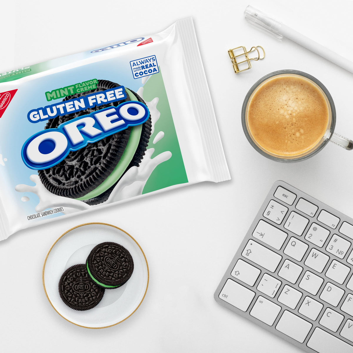OREO Gluten Free Mint Creme Chocolate Sandwich Cookies, Gluten Free Cookies, 12.47 oz