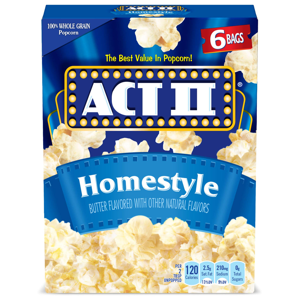ACT II Homestyle Microwave Popcorn, 2.75 oz 6 ct