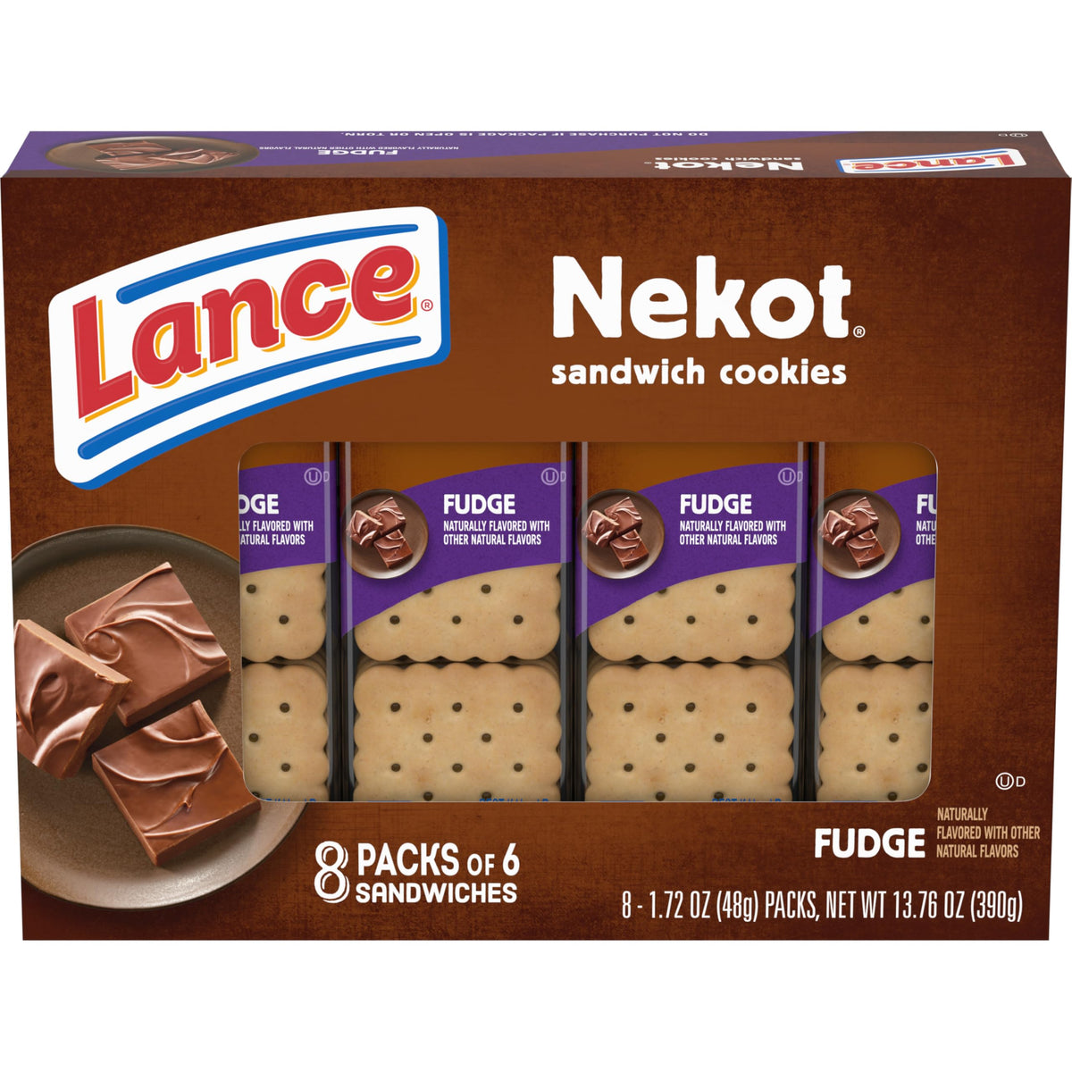Lance Sandwich Cookies, Nekot Fudge, 8 Count Box
