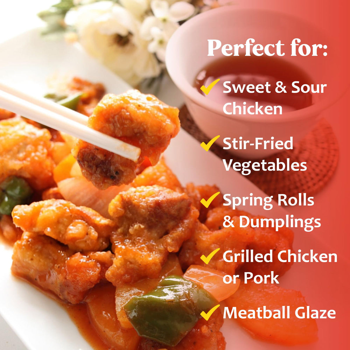 Sun Luck Restaurant Sweet & Sour Sauce 14.5 oz Bottle - Classic Sweet-Tangy Dipping Sauce for Egg Rolls & Appetizers; Great Marinade & Glaze
