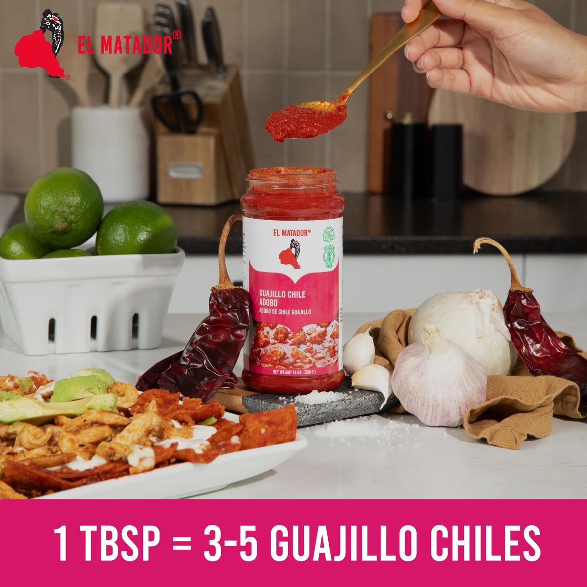 El Matador Guajillo Chile Adobo Paste Marinade, 14 oz. - Authentic Base for Pozole, Menudo, Birria & Enchiladas