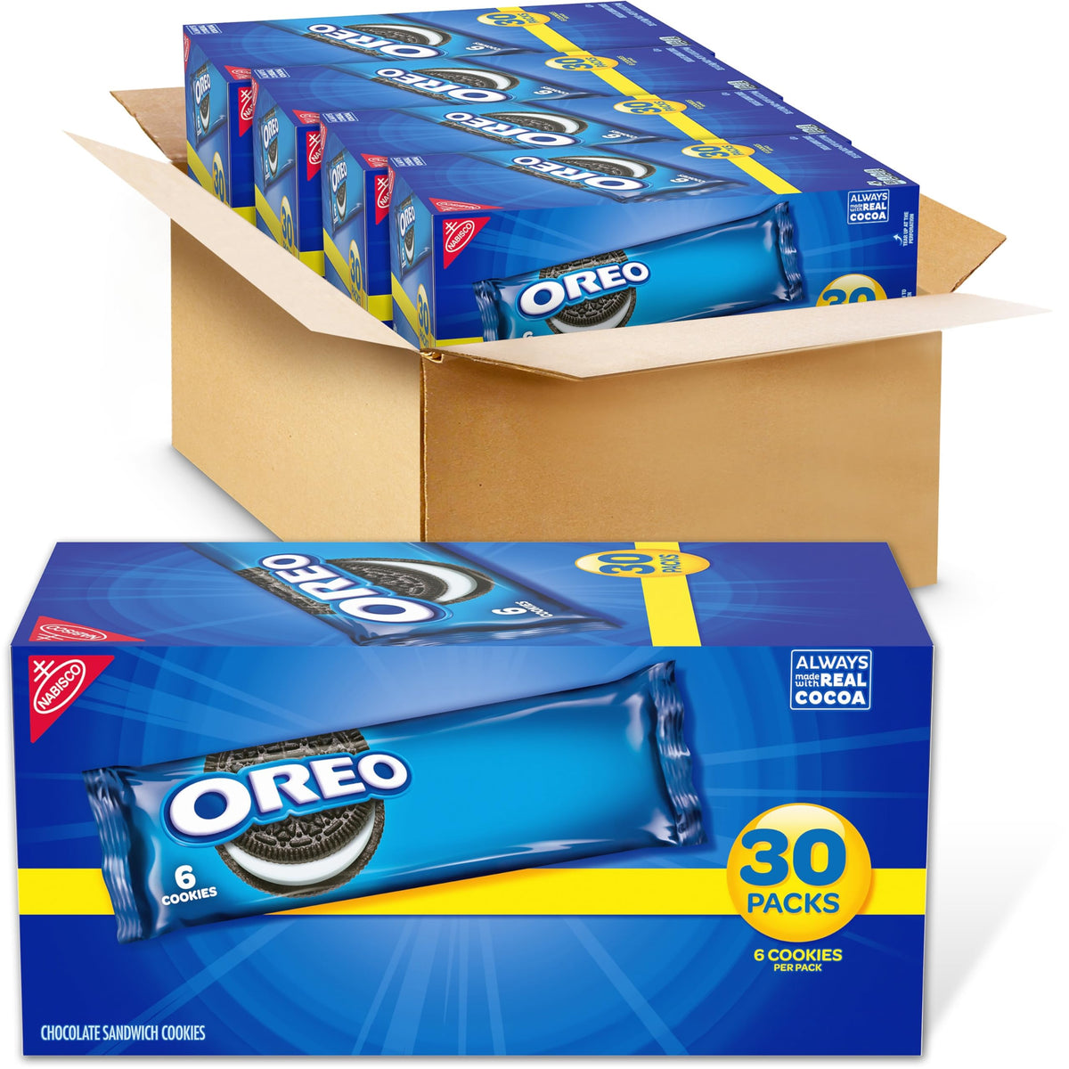 OREO Chocolate Sandwich Cookies, 120 Snack Packs (6 Cookies Per Pack, 4 Boxes)