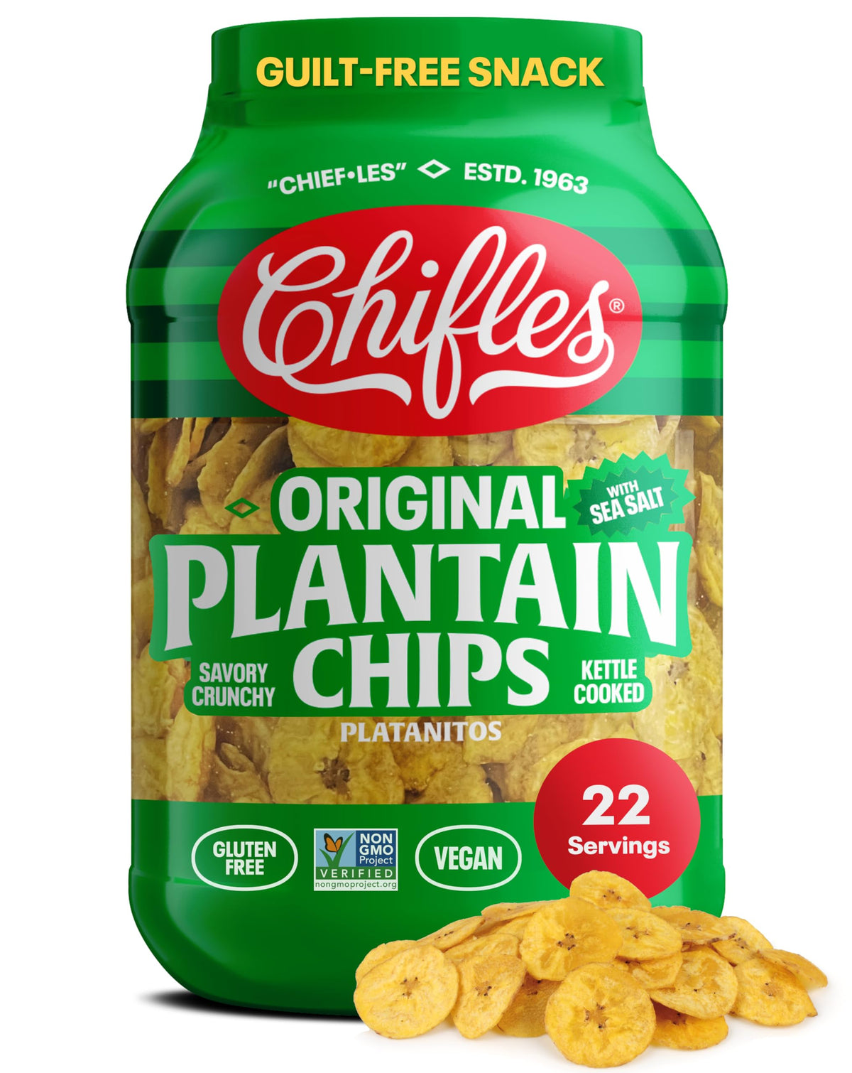 Chifles Original Sea Salt Plantain Chips - 22oz Tub