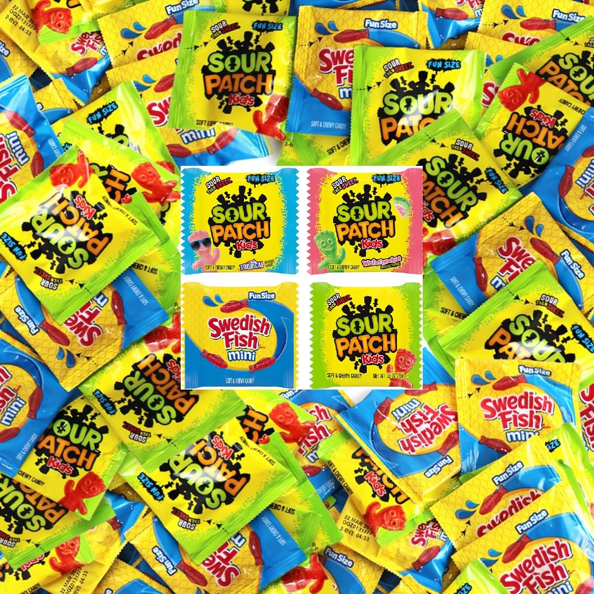 SourPatch Kids Variety Pack, Fun Size Individually Wrapped Candy for Party, 2lb Bag, LIVEBEAR Assortment.