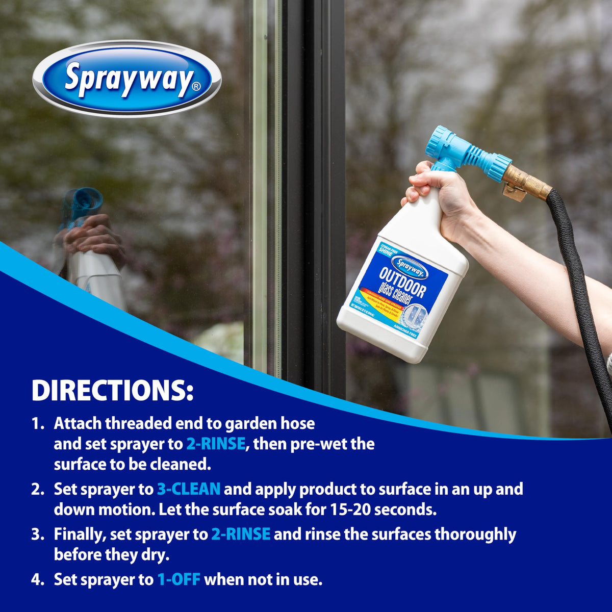 Sprayway Outdoor Glass Cleaner, 32oz | Streak-Free Shine, Foaming Action | Ideal for Windows, Patio Doors, and Outdoor Glass Surfaces