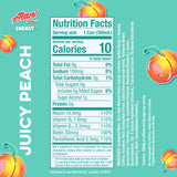 Alani Nu JUICY PEACH, Sugar Free, Low Calorie Energy Drinks, 200mg Caffeine, Biotin, B Vitamins, Zero Sugar, 10 Calories, 12 Fl Oz Cans, 12 Pack