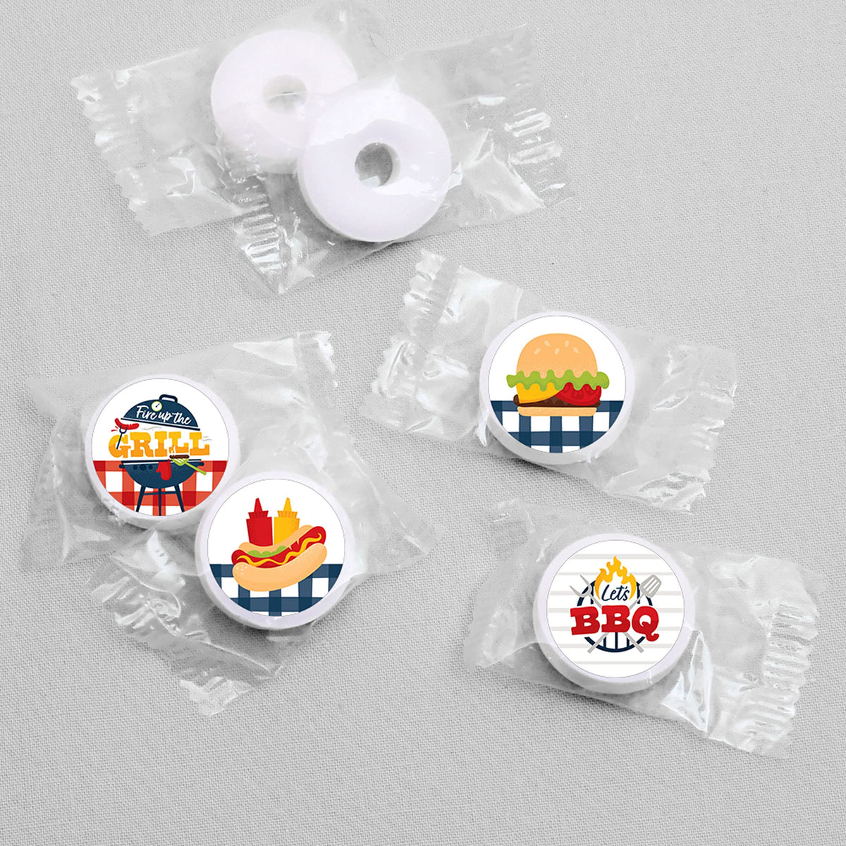 Fire Up the Grill Party Favors - Round Candy Stickers - 108pc