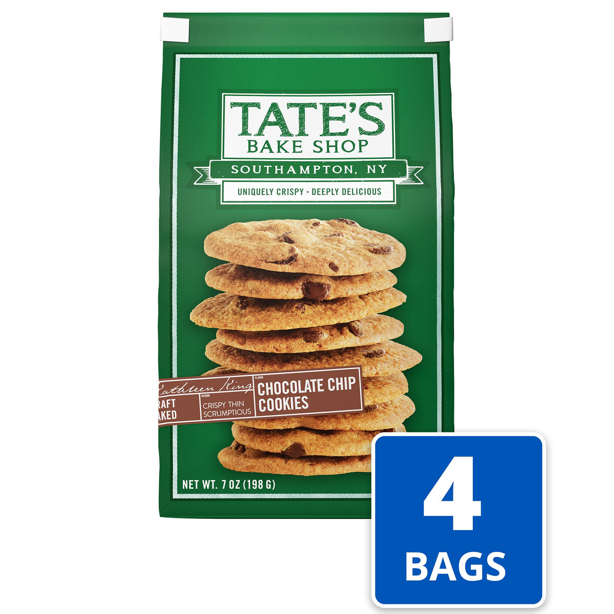 Tate's Bake Shop Chocolate Chip Cookies, 4 - 7 oz Bags