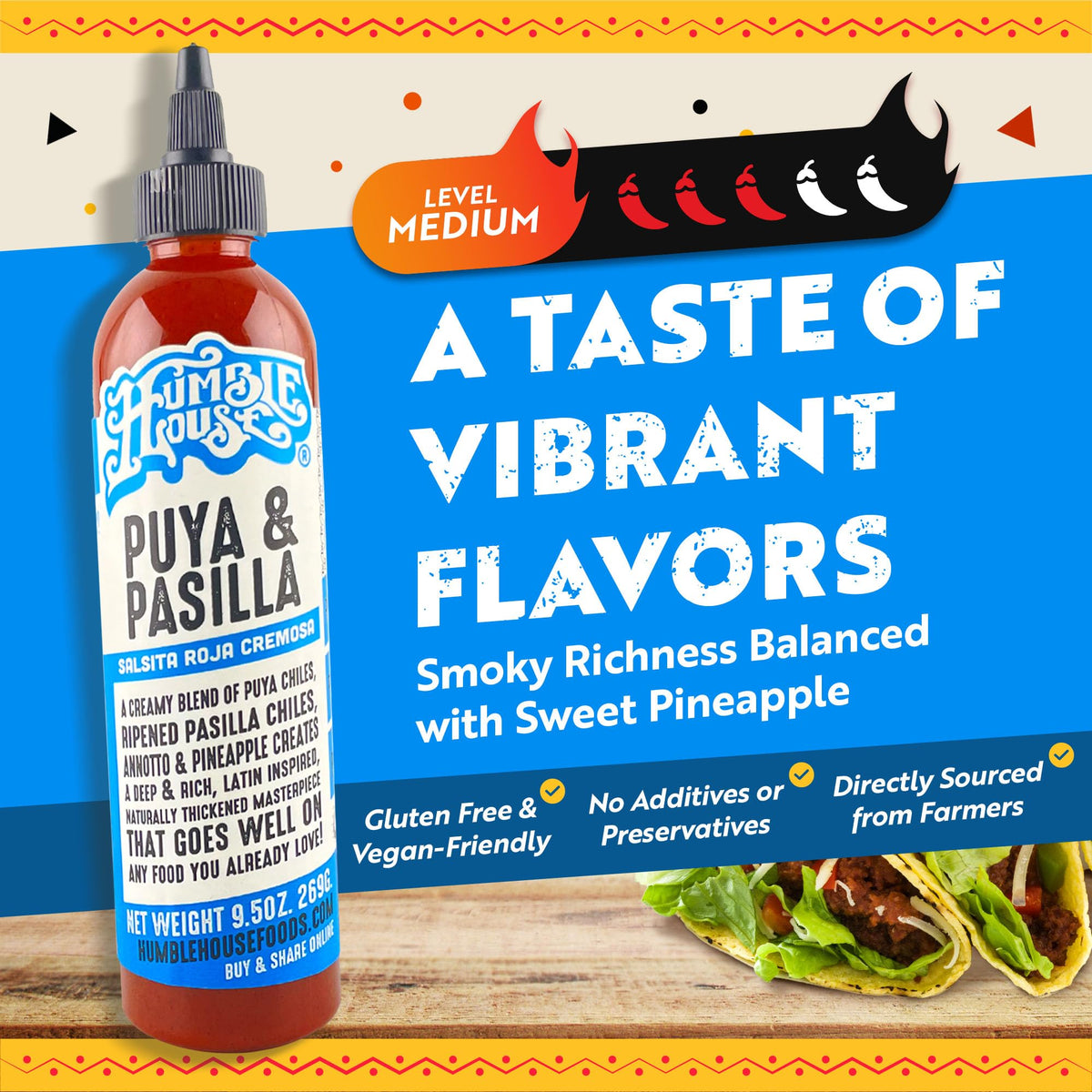 Humble House - Puya & Pasilla Chiles Hot Sauce, Low in Calories and Sodium, Vegan Condiments for Chicken Wings, Pambazos, Esquites, Egg Dishes & More