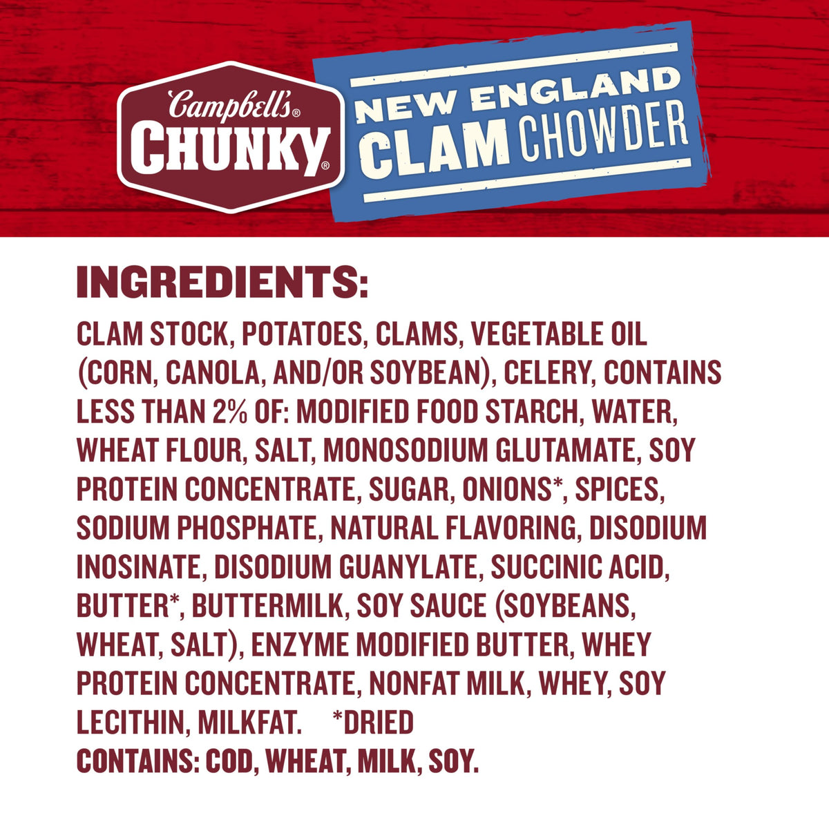 Campbell's Chunky Soup, New England Clam Chowder, 18.8 Oz Can
