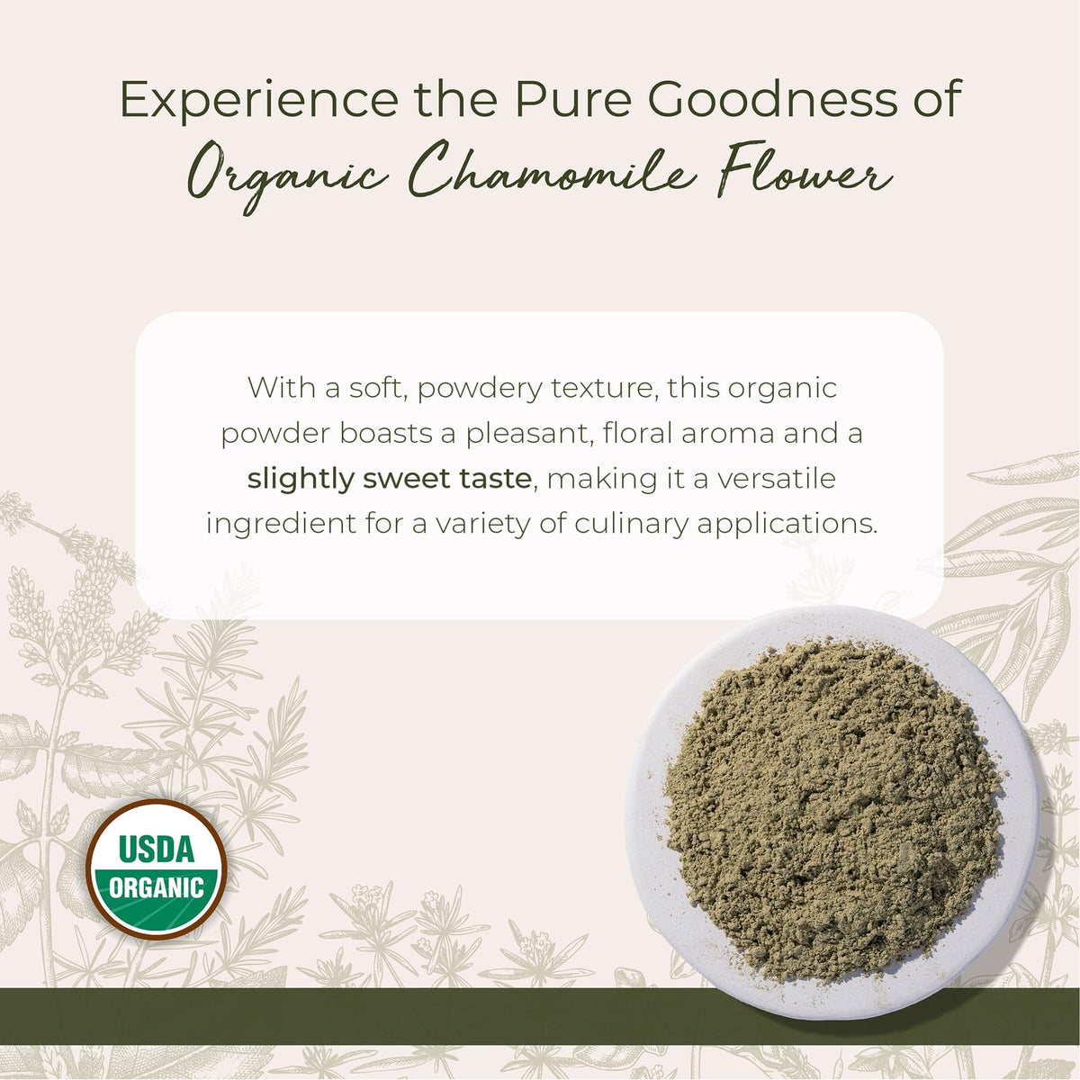 Starwest Botanicals Organic Chamomile Flower Powder - Dried Loose Leaf Herb for Tea, Herbal Lotions, & Baking, Sourced from Egypt, Certified Kosher
