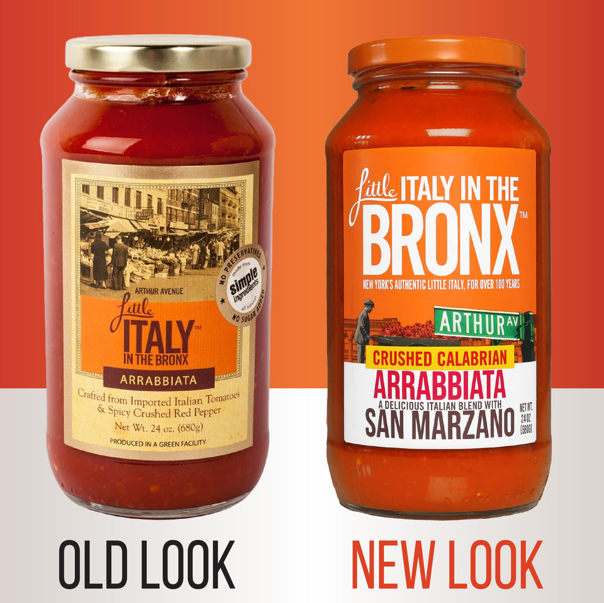 Little Italy Bronx Arrabbiata Sauce - Pasta Sauce, Spaghetti Sauce, Tomato Sauce, Low Carb Pasta & Pizza Spicy Marinara, No Added Sugar - 24 Oz