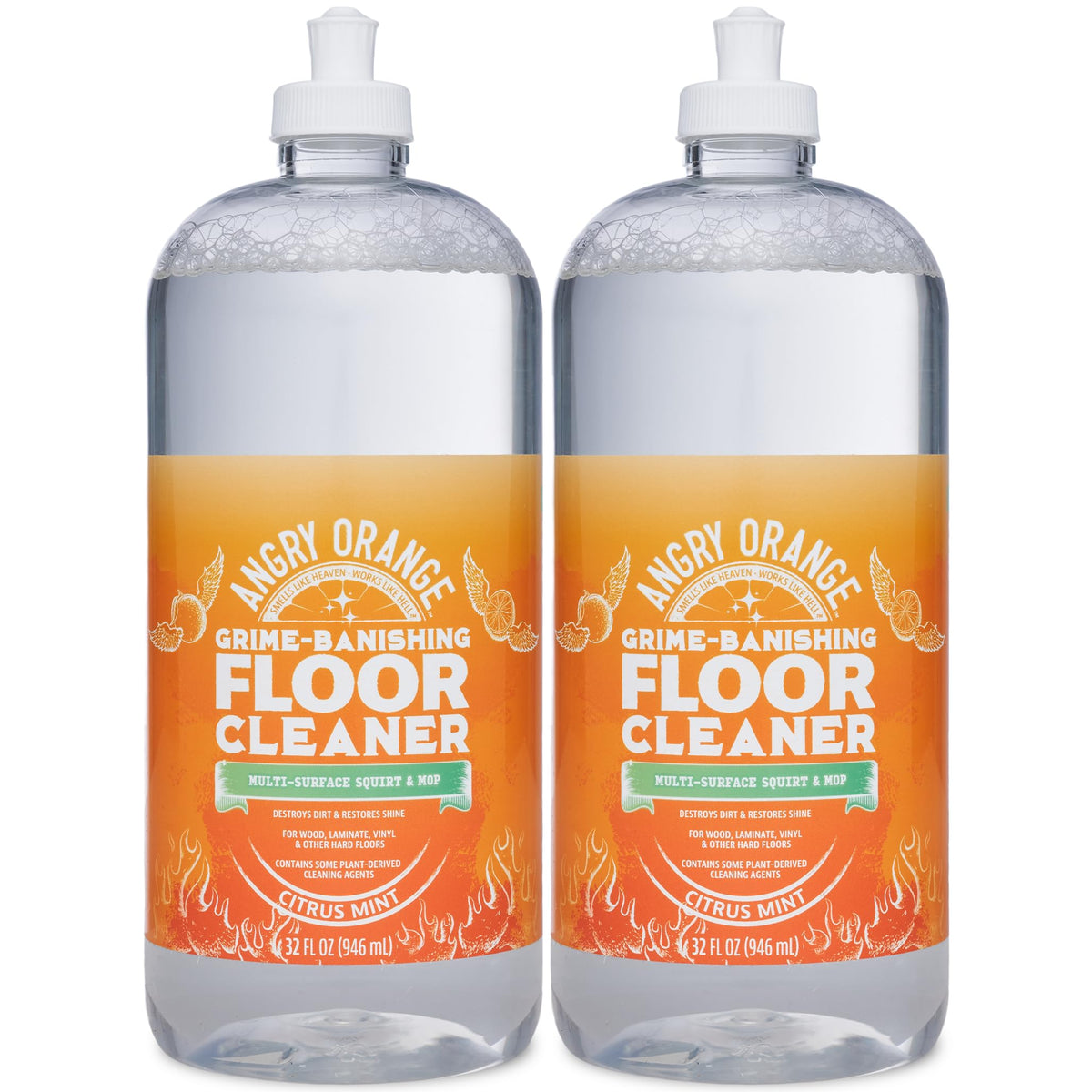 ANGRY ORANGE Hardwood Floor Cleaner - No-Rinse, Pet-Safe, Residue Free Multi-surface Cleaning Solution for Pet Urine, Grime & Everyday Dirt - Made in