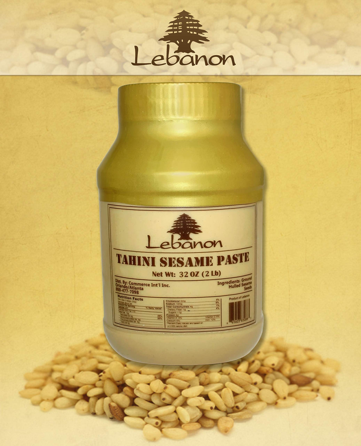 Lebanon Tahina - All Natural Tahini Sesame Paste (2 Lb) 907g