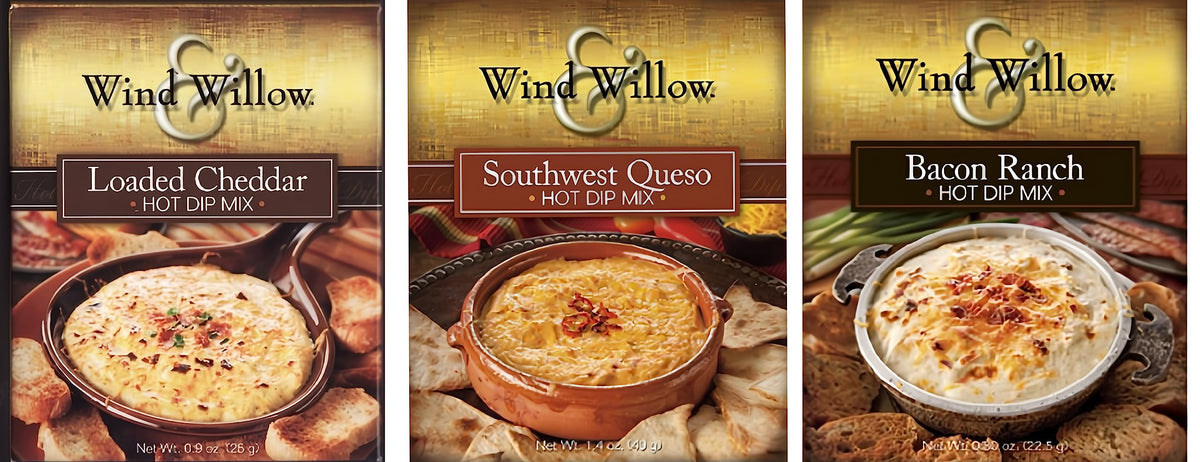 Wind & Willow Hot Dip Mix Variety Pack - Bacon Ranch, Southwest Queso, and Loaded Cheddar