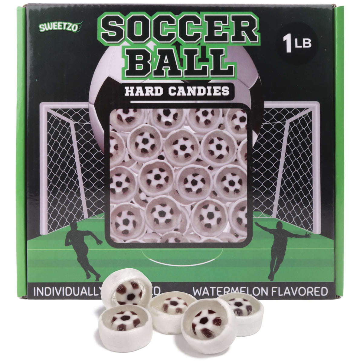 Soccer Ball Candy, Individually Wrapped Sports Treats, Bulk Team Party Favor Snacks, 1 Pound Box, 110 Pieces