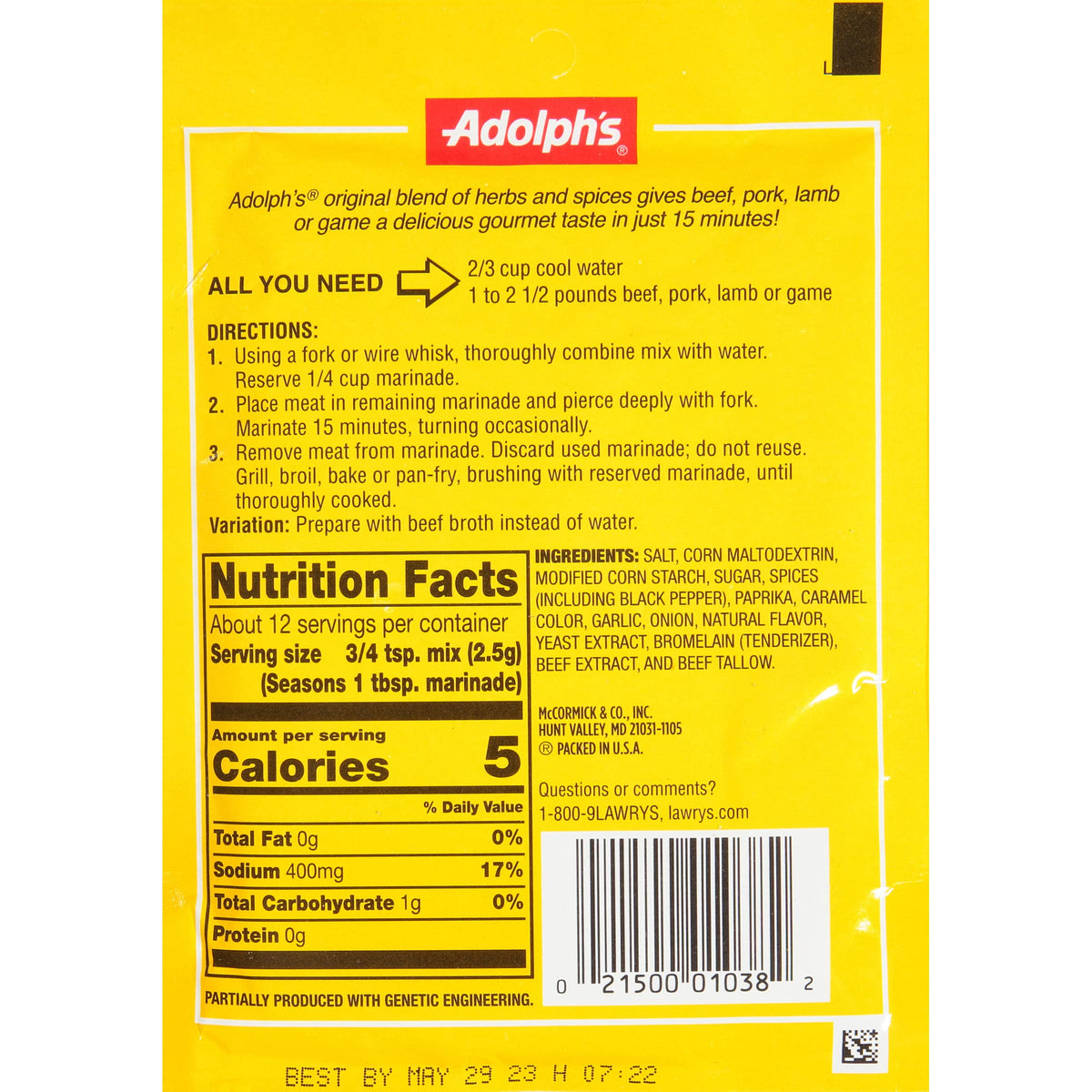 Adolph Original Meat Tenderizing Marinade, 1-Ounce (Pack of 8)