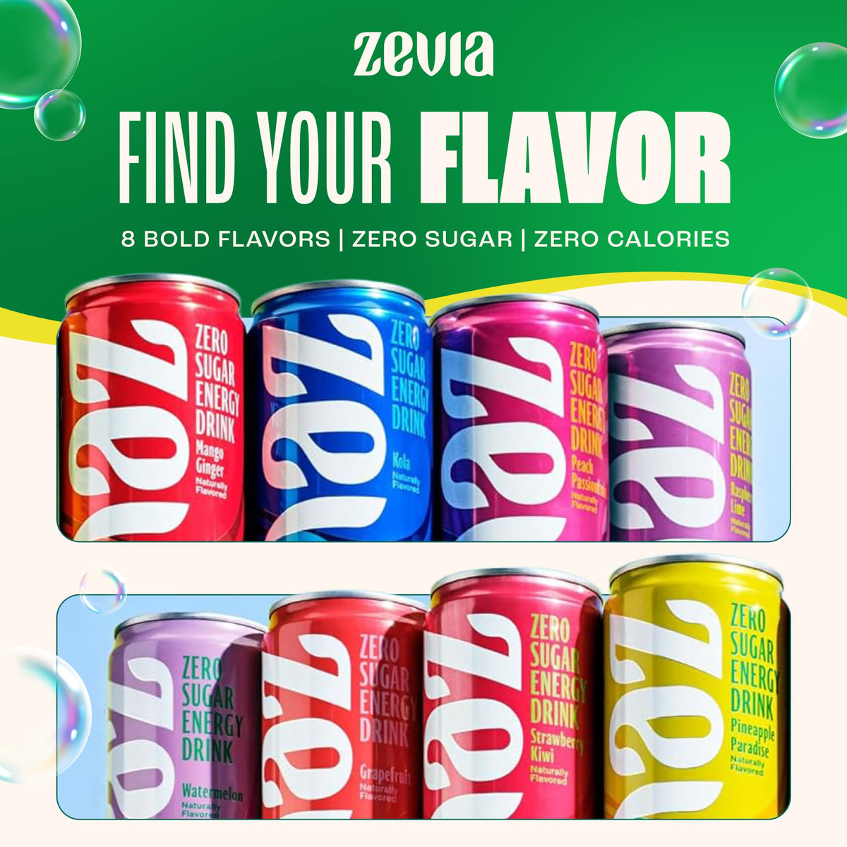 Zevia Zero Sugar Energy Drink, Pineapple Paradise, 12 oz Cans (12-Pack) - Naturally Sweetened, Non-GMO Project Verified, Gluten-Free, Vegan
