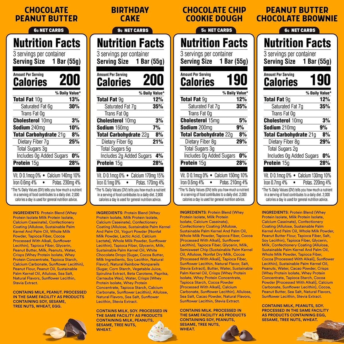 JUNKLESS Protein Bars Variety Pack | Chocolate Peanut Butter, PB Chocolate Brownie, Birthday Cake & Choc Chip Cookie Dough | 15g Protein, No Added