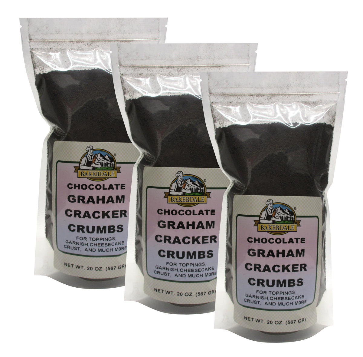 Bakerdale Chocolate Graham Cracker Crumbs, 20 ounce Resealable Pouch