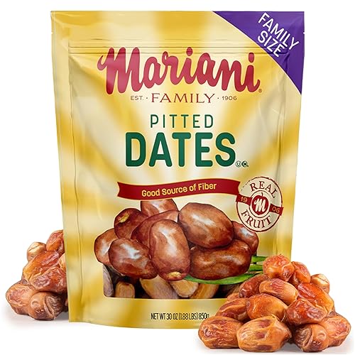 Mariani Dried Pitted Dates, 30oz Bag - Dried Dates Pitted No Sugar Added, No Dairy, Vegan, and Full of Fiber for Snacking, Cooking and Baking