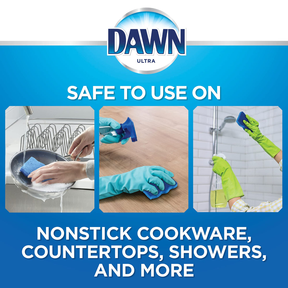Dawn Non-Scratch Kitchen Dish Sponges, Blue (Pack of 4)