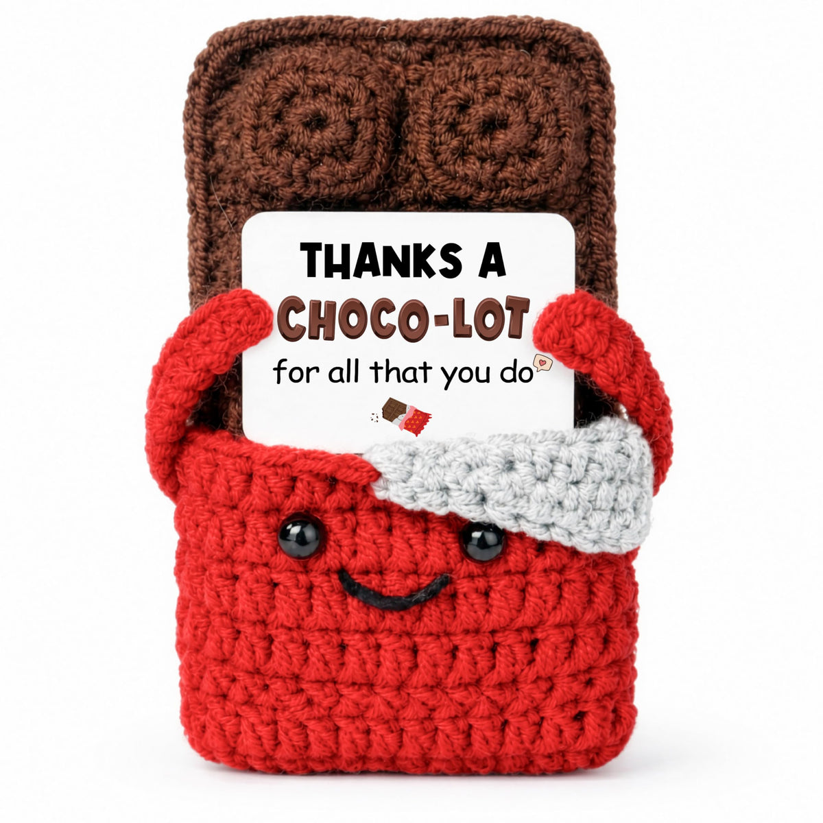THEGIFTY Crochet Chocolate Thank You Gift, Positive Crochet Food Doll, Appreciation Gift for Mom, Grandma, Teacher, Coworker, Friend, Cute Birthday