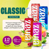 Zevia Zero Sugar Energy Drink, Classic Variety Pack, 12 oz Cans (12-Pack) - Naturally Sweetened, Non-GMO Project Verified, Gluten-Free, Vegan