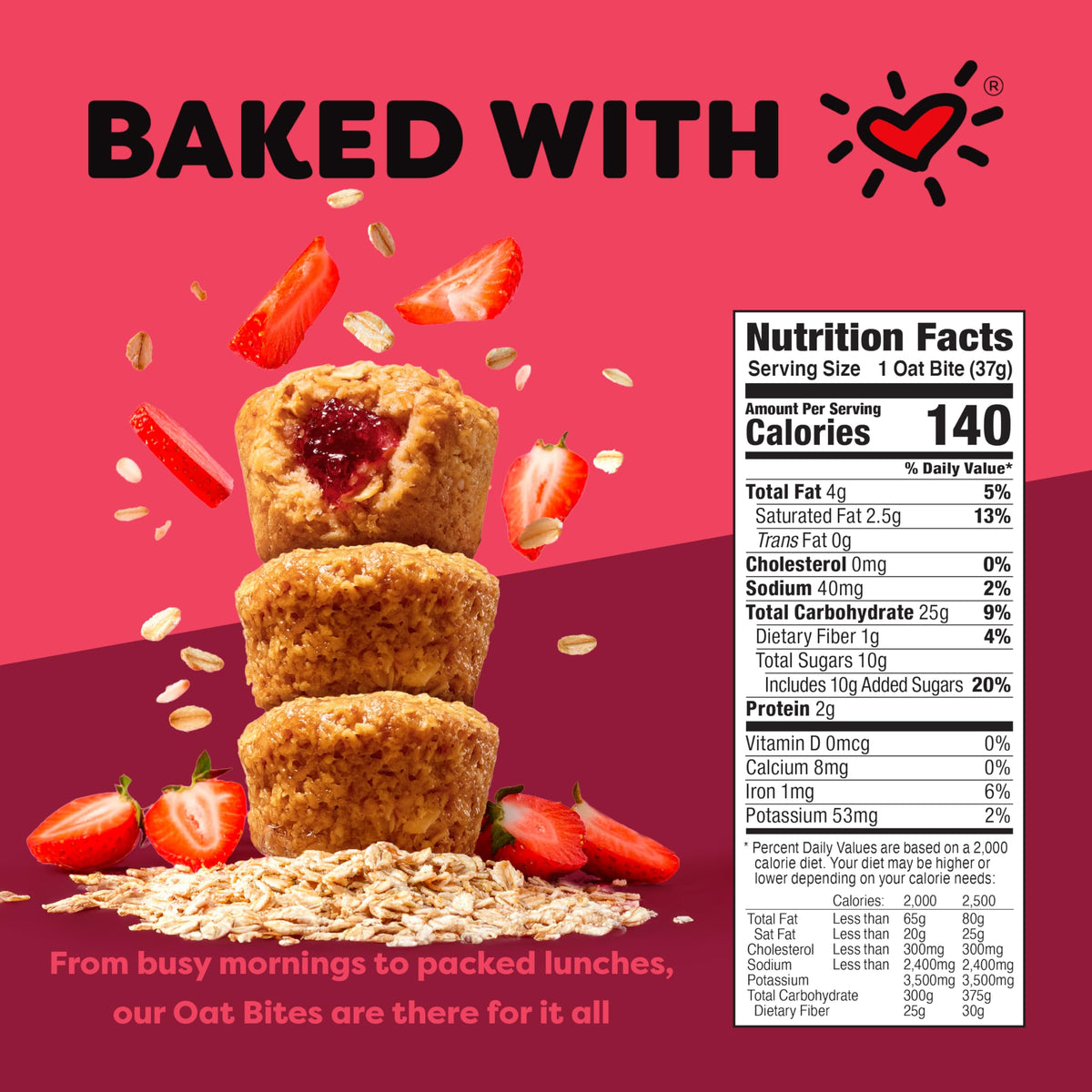 Bobo's Strawberry Stuff'd Oat Bites, Simple Ingredients, Whole Grain Oats, Plant Based, Non-GMO, Gluten Free Breakfast Bars, Healthy Snacks for Adults