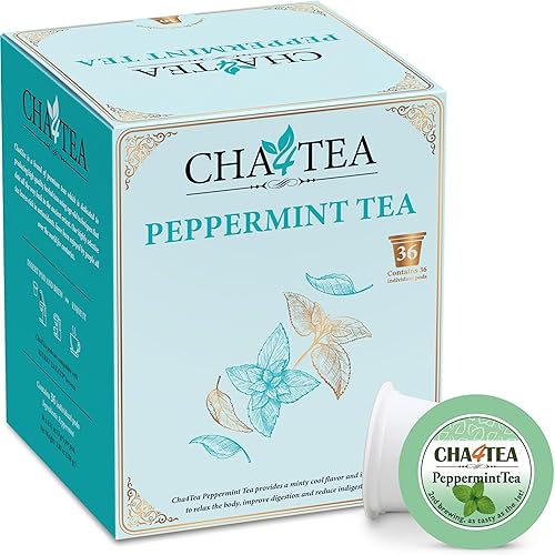 Cha4TEA 36-Count Peppermint Herbal Tea Pods Compatible with Keurig Brewers