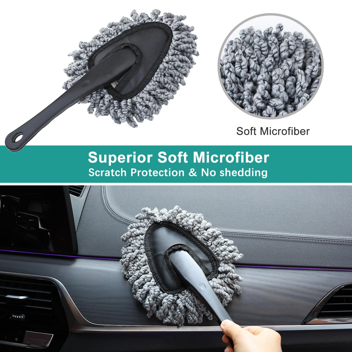 2 Pcs Super Soft Microfiber Duster Brush, Car Dash Cleaner, Cleaning Brush, Dusting Tool, Cleaning Tools for Car Cleaning, Home Kitchen, Computer